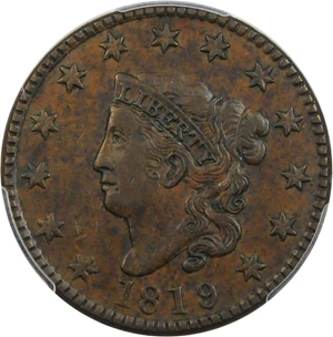 image for: 1819/8 1c PCGS AU50 (Newcomb 1)