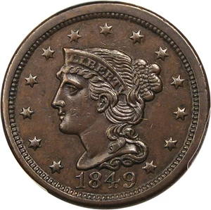 image for: 1849 1c PCGS AU53