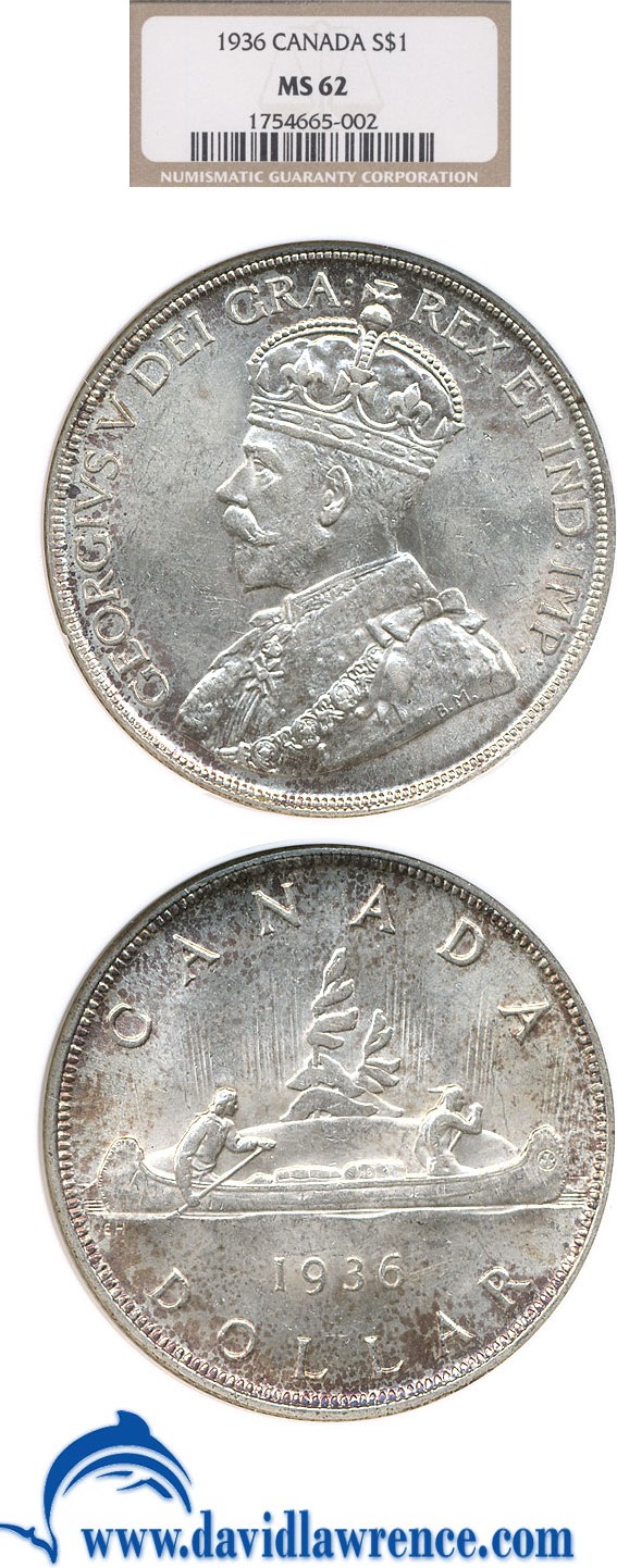 image for: Canada: 1936 $1  NGC MS62 