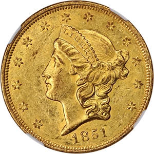 image for: 1851 $20 NGC AU58