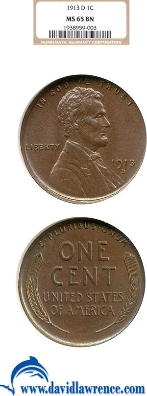 image for: 1913-D 1c NGC MS65 BN