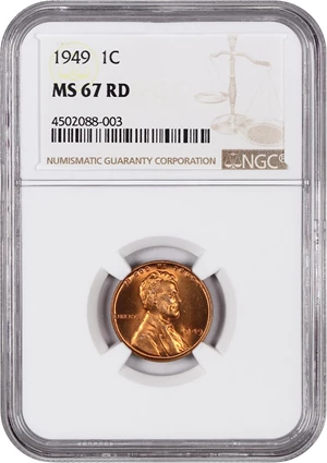 image for: 1949 1c NGC MS67 RD