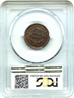 image for: 1857 1/2c PCGS VF Details (Cleaned)