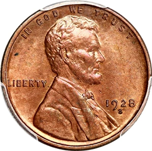 image for: 1928-S 1c PCGS MS63 RB