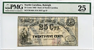 image for: North Carolina: FR. NCCR140A 1863 25c PMG Very Fine 25