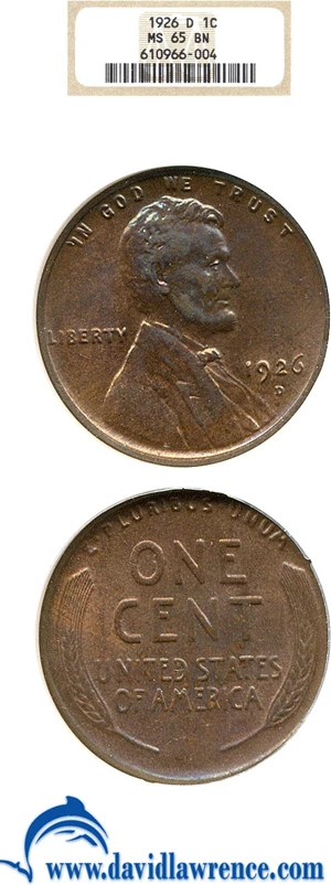 image for: 1926-D 1c NGC MS65 BN