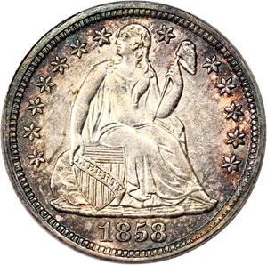 image for: 1858 10c PCGS/CAC AU58