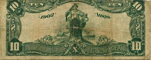 image for: FR. 619 1902 Third Charter Period 2nd Issue Date Back $10 National Bank Note, Winston, NC PMG Fine 15