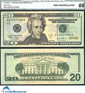 image for: Fr.2089-A 2004 $20 CGA Gem CU 66