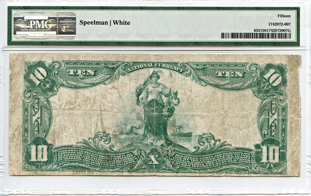image for: FR. 635 1902 Third Charter Period 3rd Issue Plain Back $10 National Bank Note, Winston Salem, NC PMG Fine 15