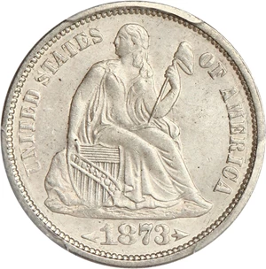 image for: 1873 10c PCGS MS64 (Arrows)