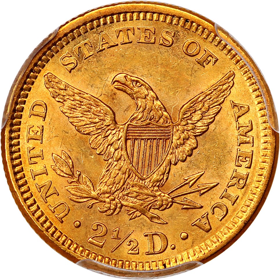 image for: 1860 $2 1/2 PCGS MS62 (New Reverse)