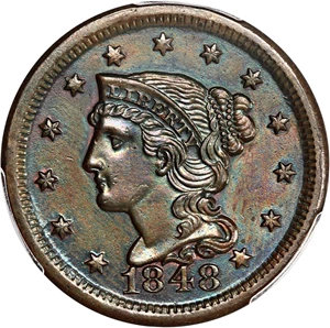 image for: 1848 1c PCGS AU Details (Surfaces Smoothed)