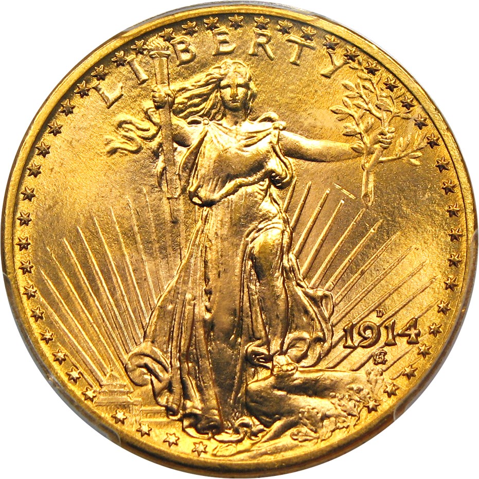 image for: 1914-D $20 PCGS MS66