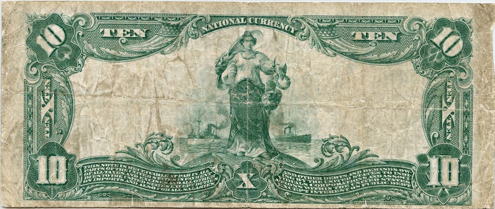 image for: FR. 635 1902 Third Charter Period 3rd Issue Plain Back $10 National Bank Note, Winston Salem, NC PMG Fine 15
