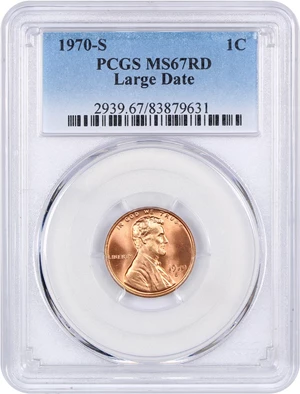 image for: 1970-S 1c PCGS MS67 RD (Large Date)