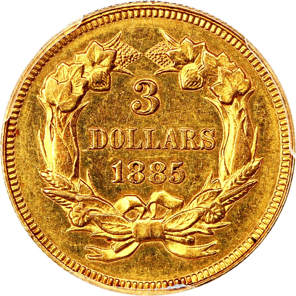 image for: 1885 $3 PCGS AU58