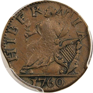 image for: 1760 Voce Populi Farth PCGS/CAC VF35 (Large Letters)