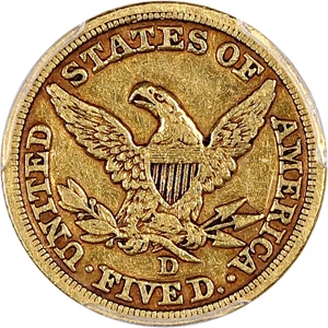image for: 1848-D $5 PCGS VF25