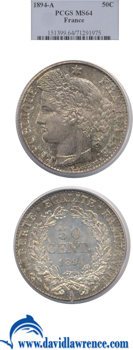 image for: France: 1894-A 50C PCGS MS64