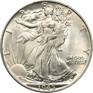 image for: 1945 50c PCGS UNC Details (Wrap Machine Damage)