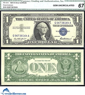 image for: Fr.1619 1957 $ 1 CGA Gem CU 67