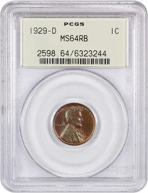 image for: 1929-D 1c PCGS MS64 RB (OGH)