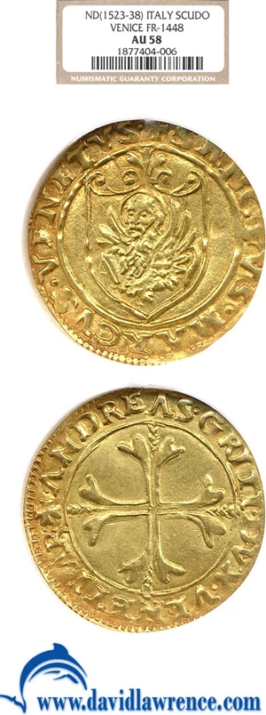 image for: Italy/Venice: ND(1523-38) Scudo FR-1448 NGC AU58
