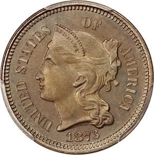 image for: 1876 3cN PCGS Proof 65
