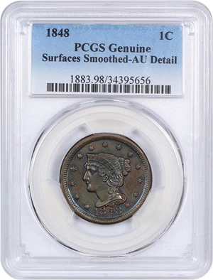 image for: 1848 1c PCGS AU Details (Surfaces Smoothed)
