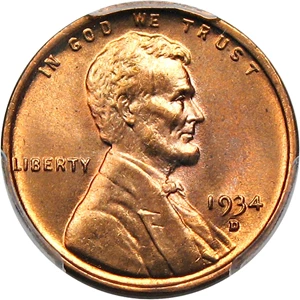 image for: 1934-D 1c PCGS MS67 RD