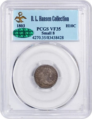 image for: 1803 H10c PCGS/CAC VF35 (Small 8)