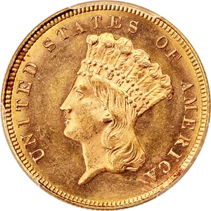 image for: 1879 $3 PCGS/CAC MS64