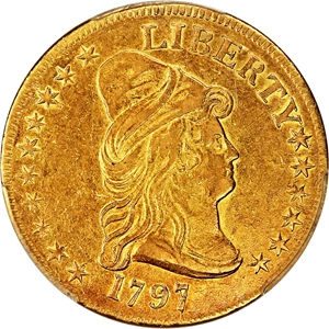 image for: 1797 Large Eagle $10 PCGS/CAC AU50