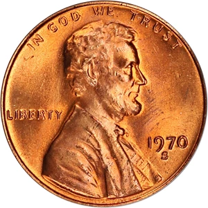 image for: 1970-S 1c PCGS MS66 RD (Large Date)