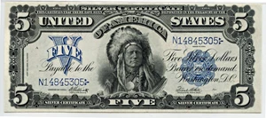 image for: FR. 280m 1899 Chief $5 PMG Very Fine 35 (John Burke Back Plate #1297)