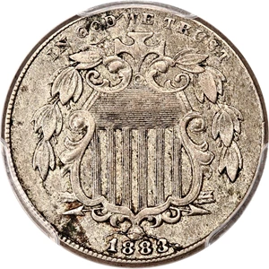image for: 1883/2 Shield 5c PCGS XF45