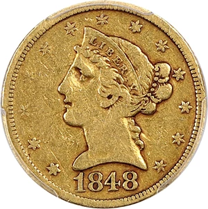 image for: 1848-D $5 PCGS VF25