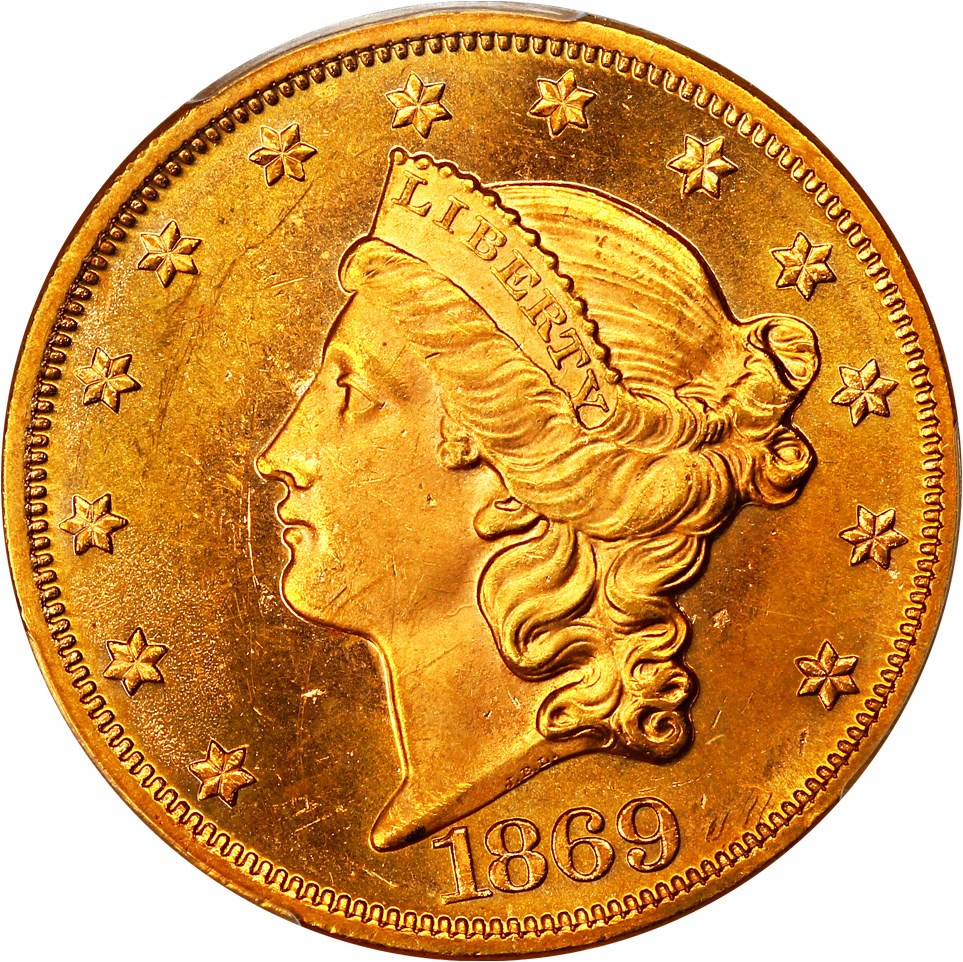 image for: 1869 $20 PCGS MS63