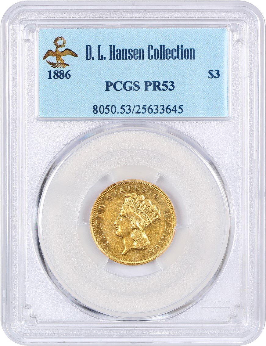 image for: 1886 $3 PCGS Proof 53