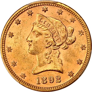 image for: 1892 $10 PCGS MS63