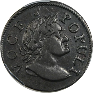 image for: 1760 Voce Populi Halfpenny PCGS AU50