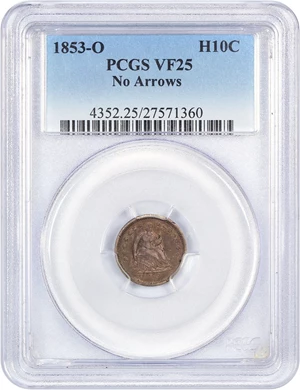 image for: 1853-O H10c PCGS VF25 (No Arrows)