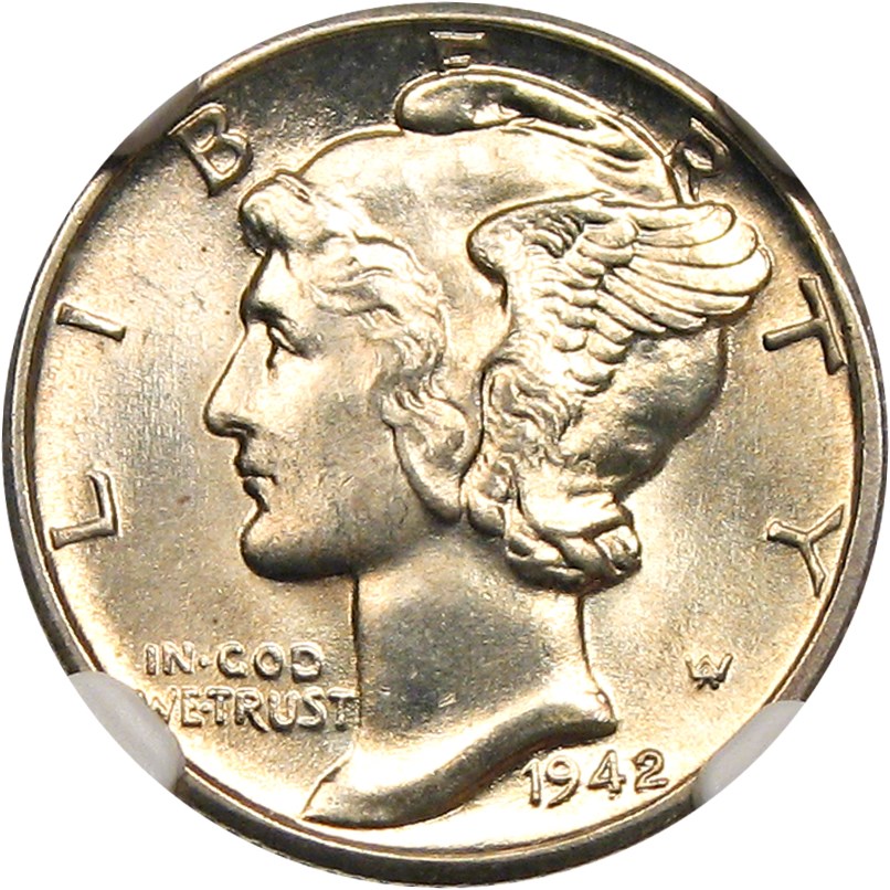 image for: 1942/1-D 10c NGC/CAC MS64+ FB