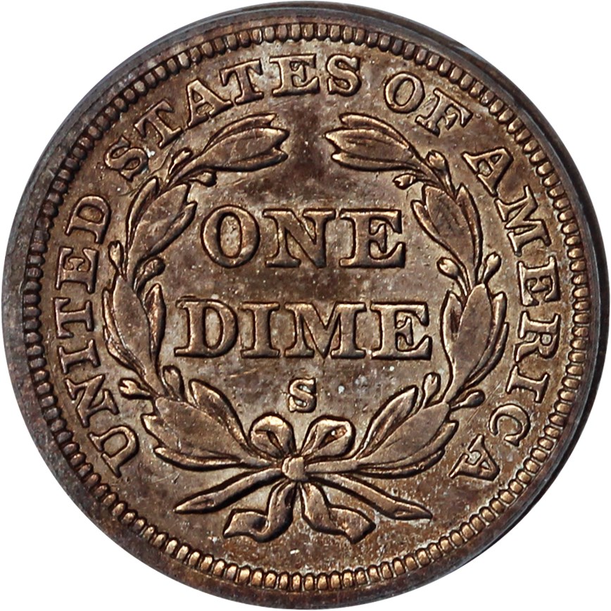 image for: 1858-S 10c PCGS VF30