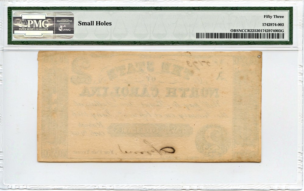image for: North Carolina: FR. NCCR22 1861 $2 PMG About Unc 53 [5193] (Small Holes)