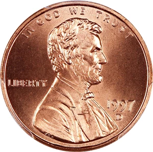 image for: 1997-D 1c PCGS MS68 RD