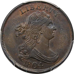 image for: 1804 1/2c PCGS/CAC MS63 BN (Crosslet 4, No Stems)
