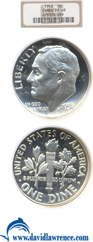 image for: 1958 10c NGC Proof 69 Cameo