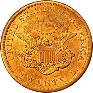 image for: 1866-S $20 PCGS AU55 (No Motto) ex: AWA Collection